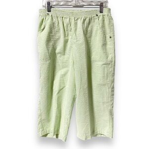 Vintage Calypso Coolers Green Seersucker Capris Pull-On Pants‎ Women’s Size XL